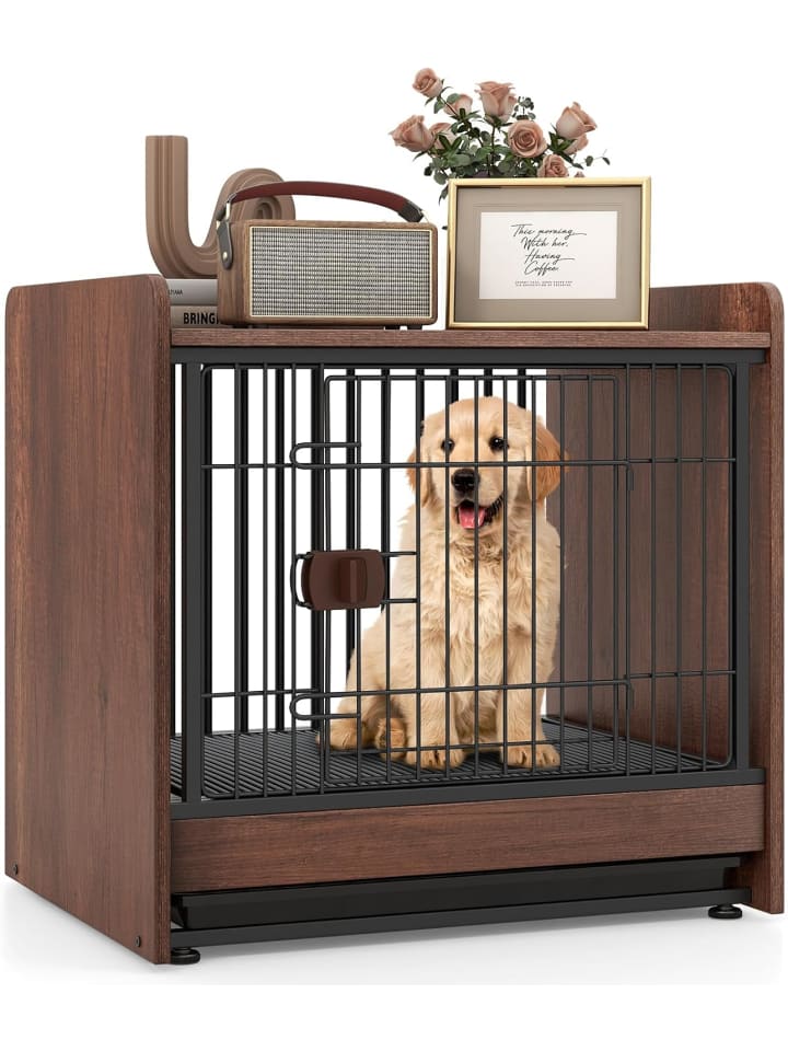 COSTWAY 2 in 1 Hundekäfig Nachttisch in Braun günstig kaufen onesize