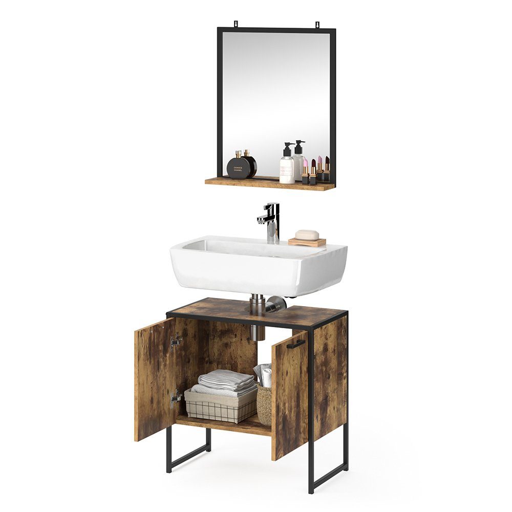 Vicco Badmöbel-Set Loft-Badezimmerset FYRK Vintage Set 5, (2-er Set, 2-St., 2-er Set)