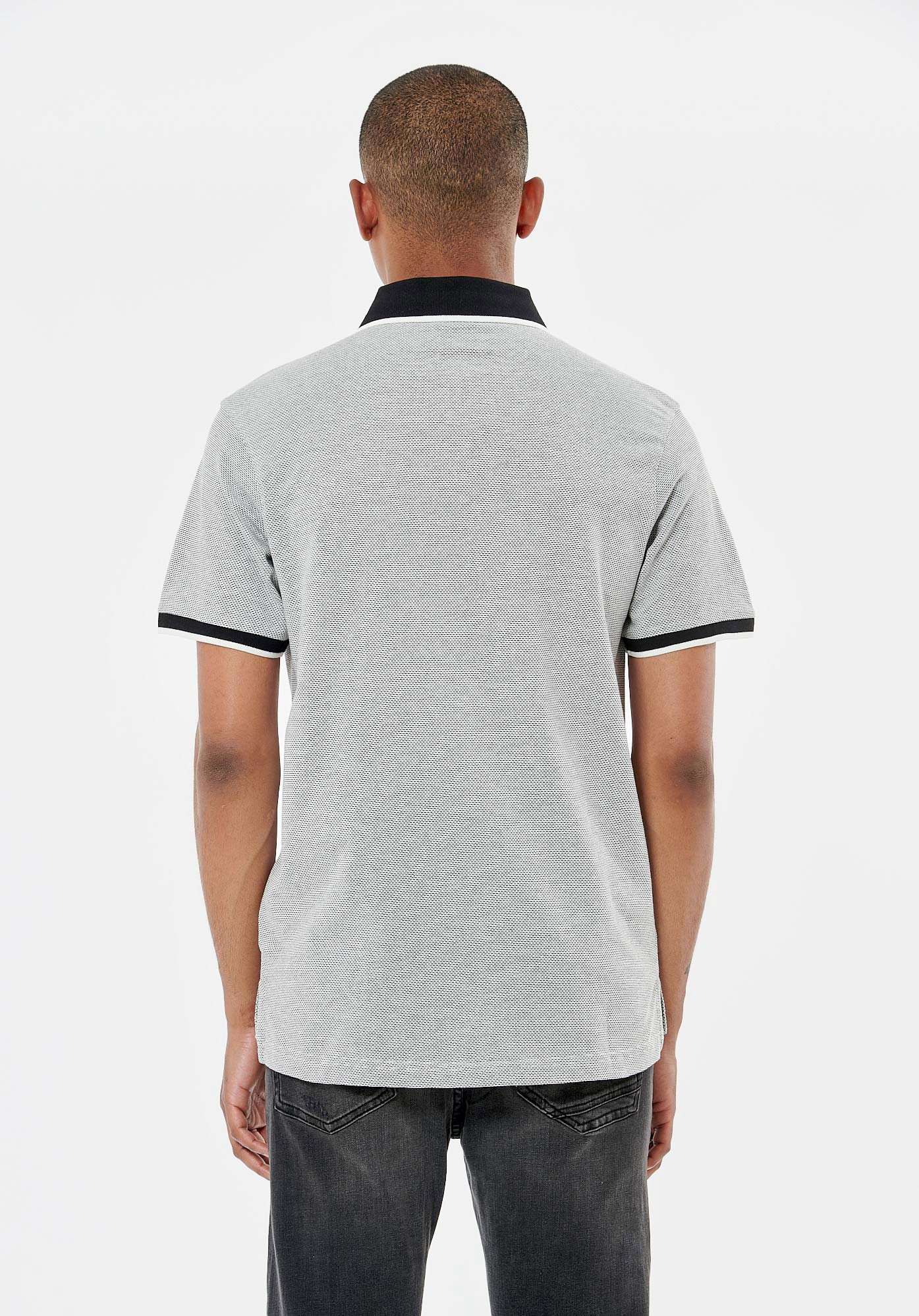 ROMAN  Polo blanc et noir homme