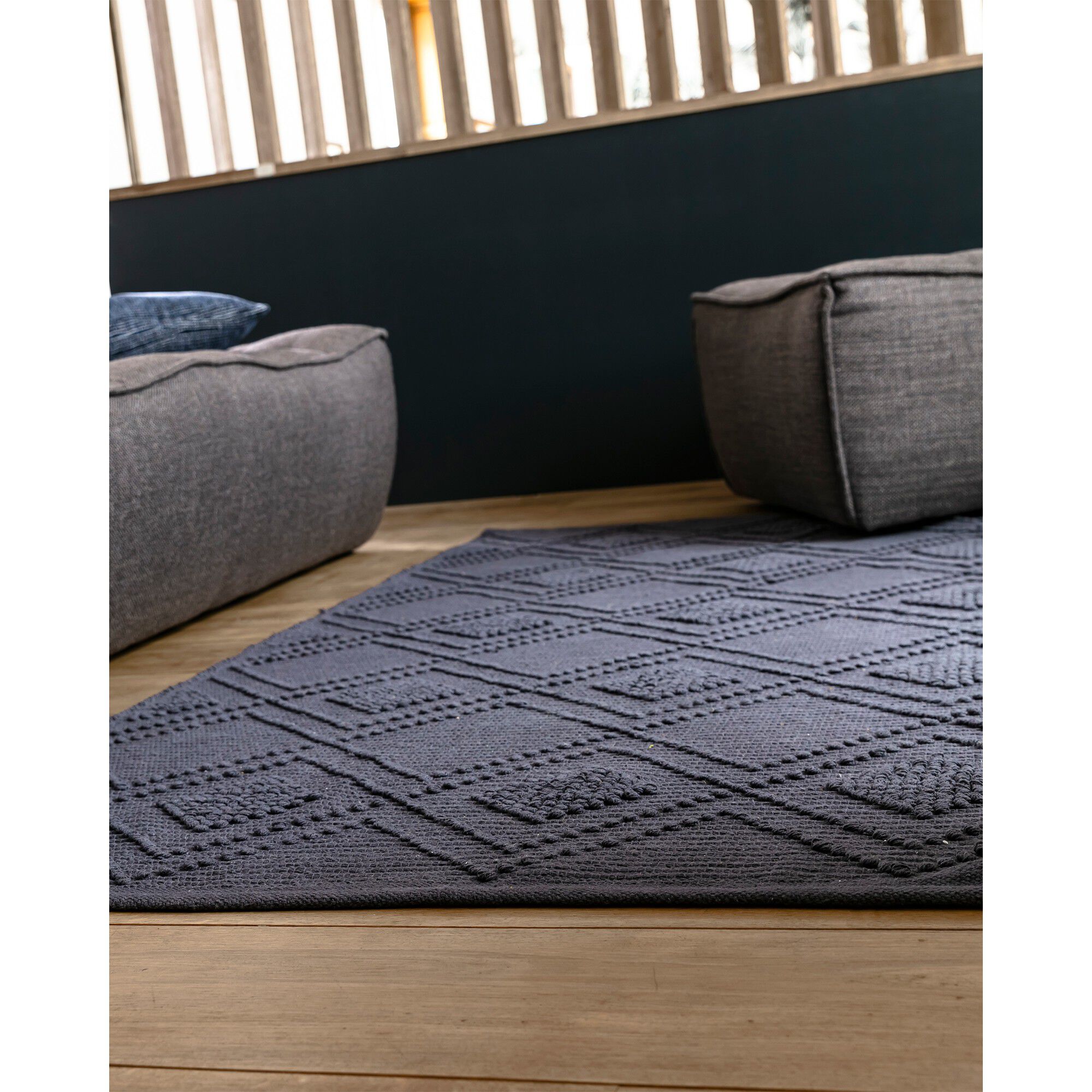 Tapis bouclette en coton imprimé
