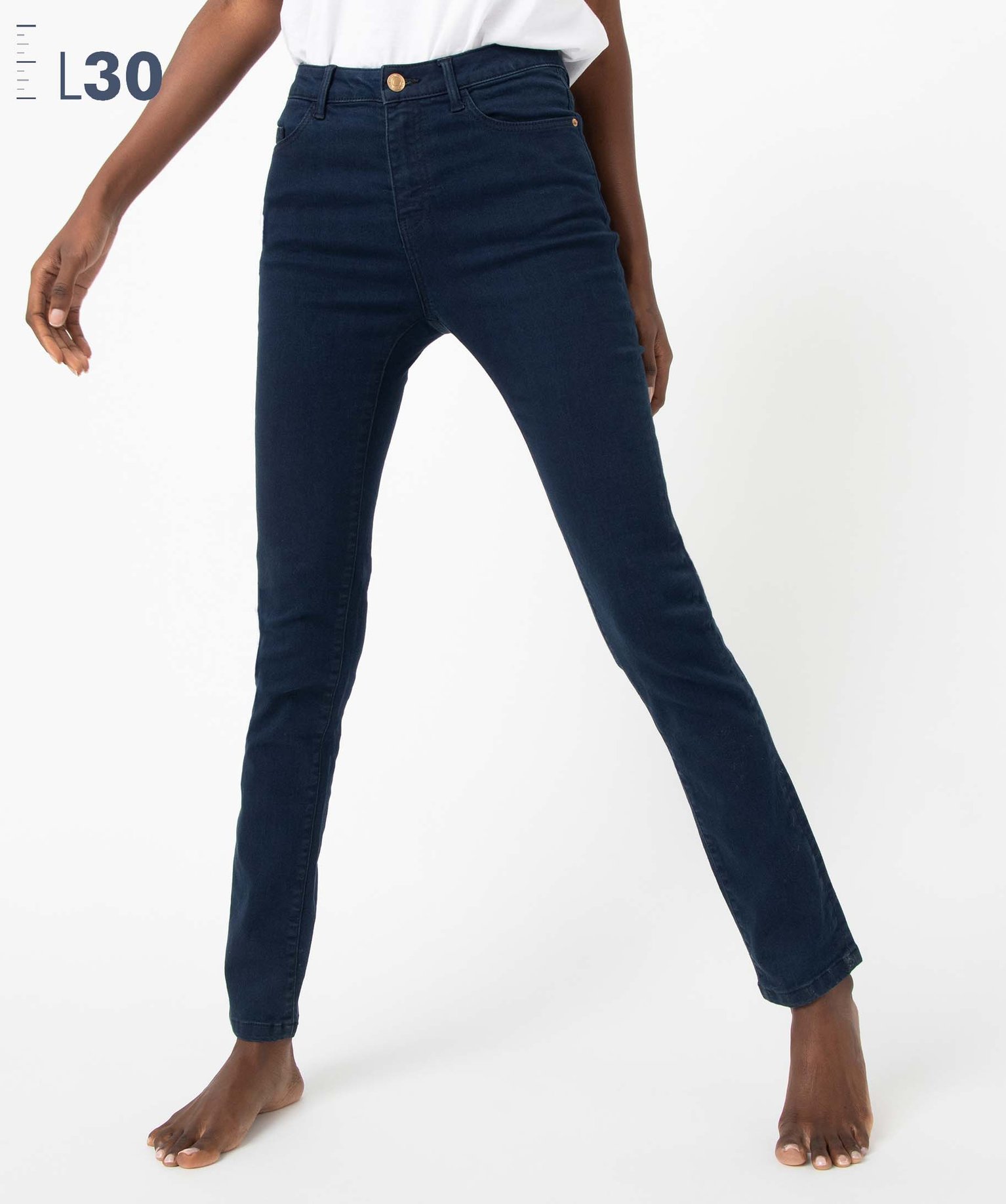 Jean femme coupe Slim taille haute - L30 blue black | GEMO