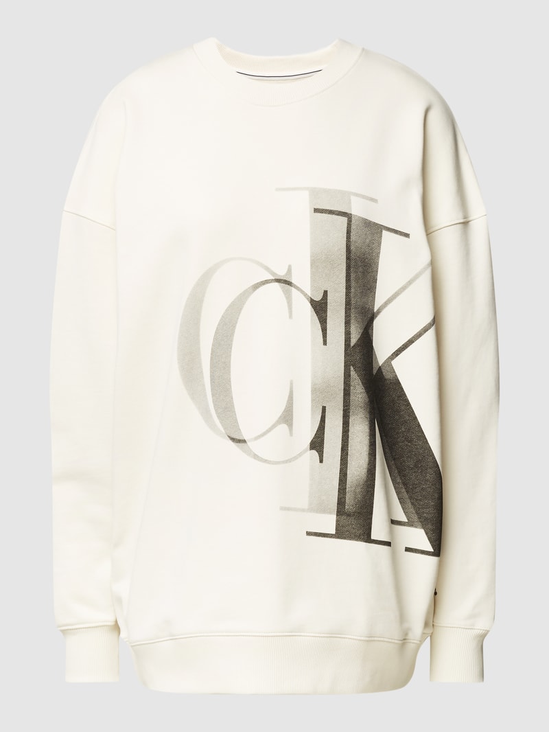 Oversized Sweatshirt mit Label-Detail in offwhite