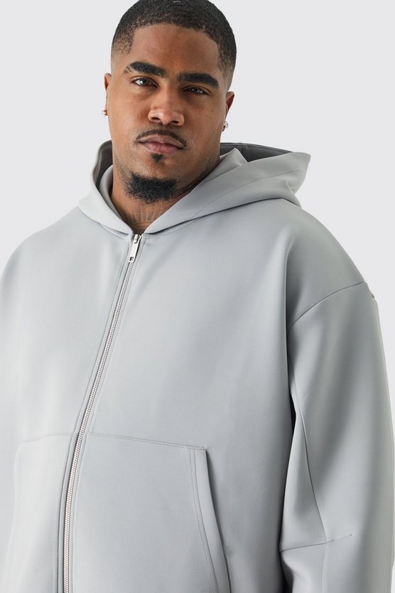 Plus kastiger Oversize Scuba Hoodie mit Reißverschluss