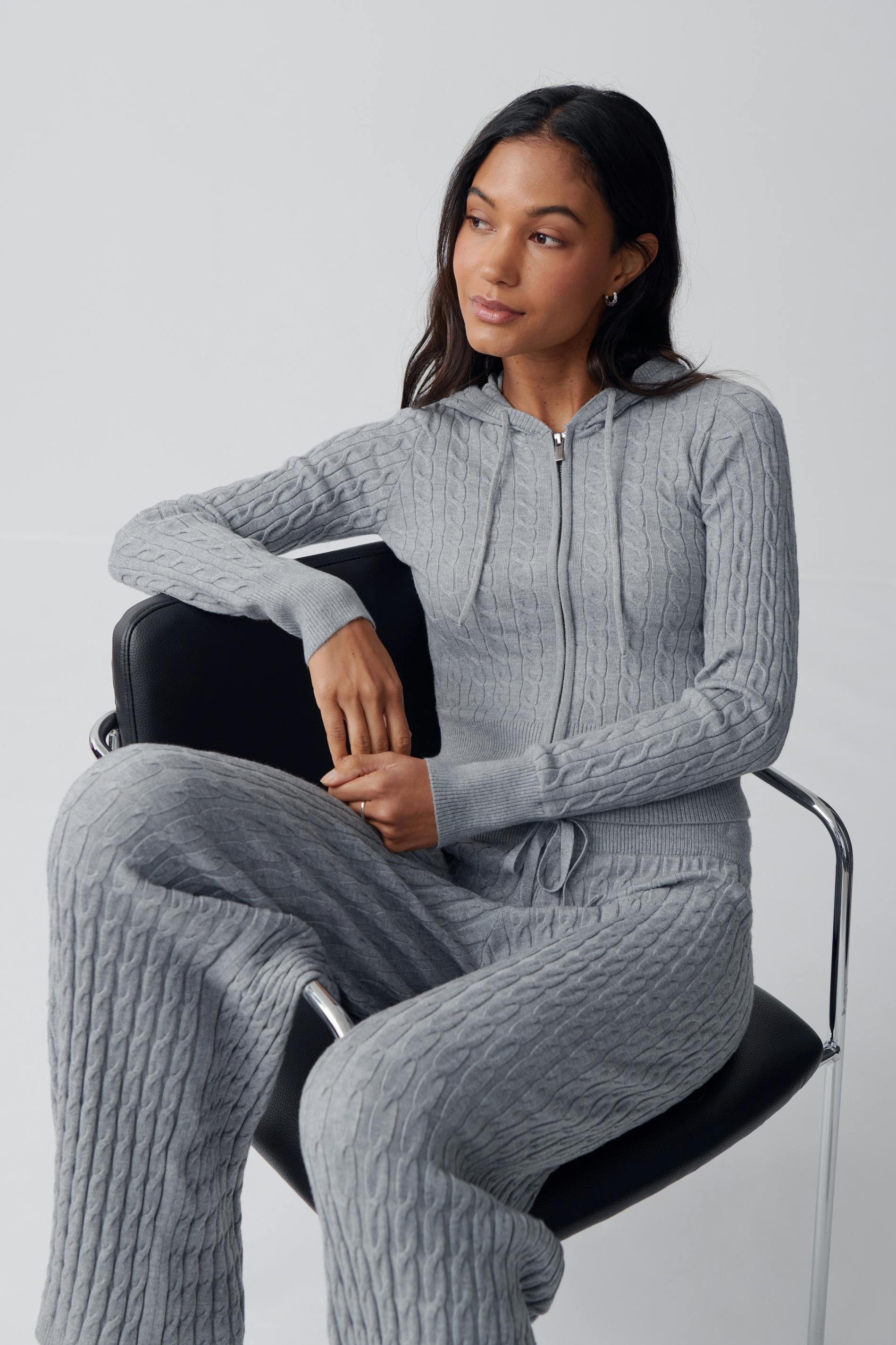 Cable knitted jacket