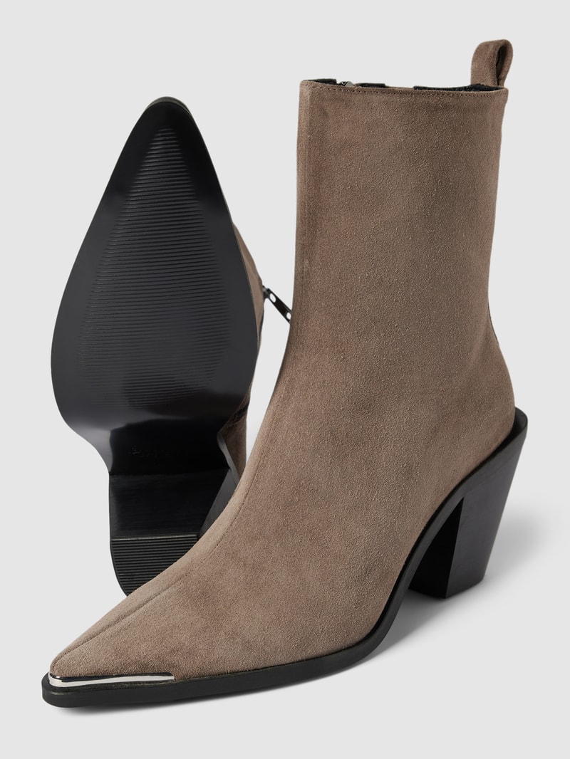 Stiefelette mit Blockabsatz in beige
