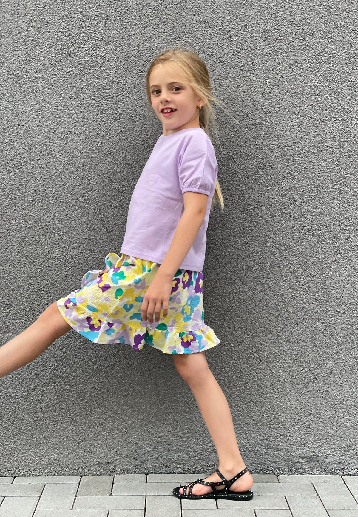 Name It Sommerrock Knielanger Blumen Rock Chiffon mit verstellbarem Bund NKFHIMLA 5714 in Lila