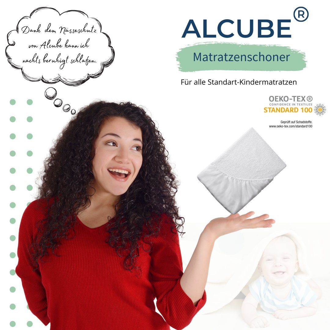 Matratzenauflage wasserdicht Spannbettlaken Matratzenschutz waschbar Alcube, Matratzenschoner 80x160 cm bis 28 cm Höhe I Matratze Kinderbett 80x160