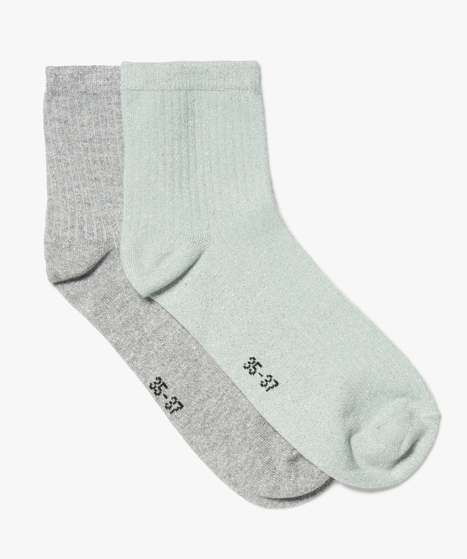Socquettes femme à paillettes (lot de 2) vert | GEMO