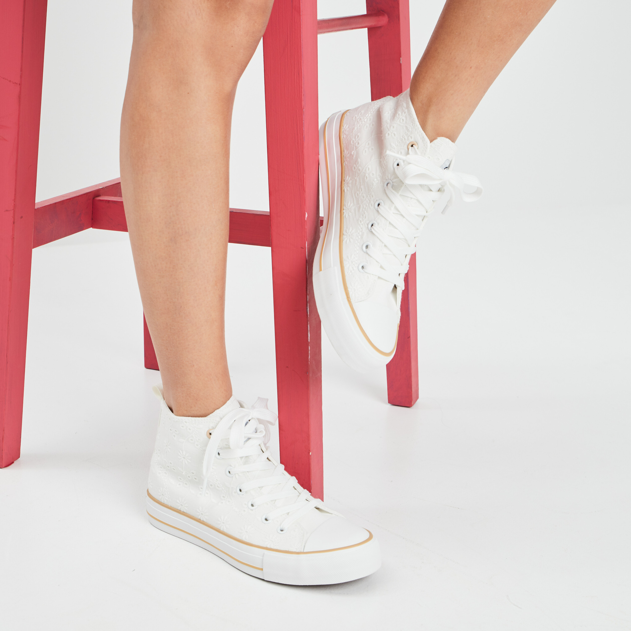 Baskets montantes en toile Creeks ivoire femme | La Halle