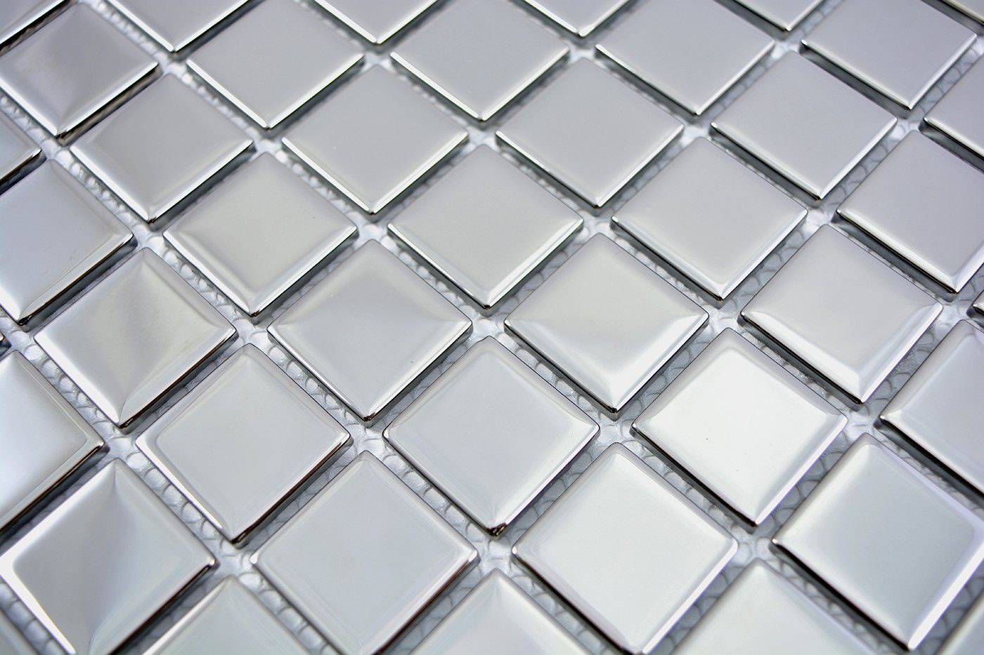 Mosani Mosaikfliesen Glasmosaik Crystal Mosaikfliesen silber glänzend / 10 Matten