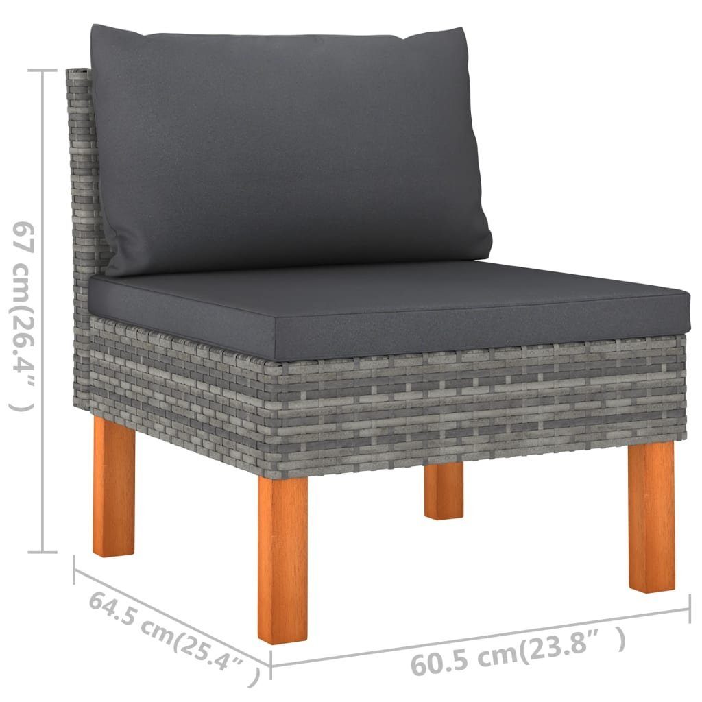 vidaXL Gartenlounge-Set 3-Sitzer-Gartensofa mit Kissen Grau Poly Rattan, (1-tlg)