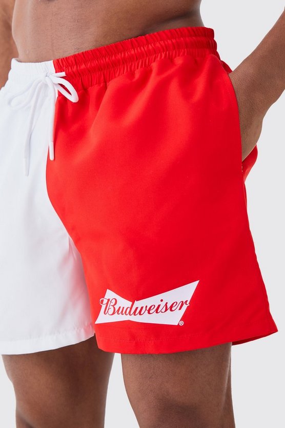 Kurze Badehose mit lizenziertem Budweiser Print