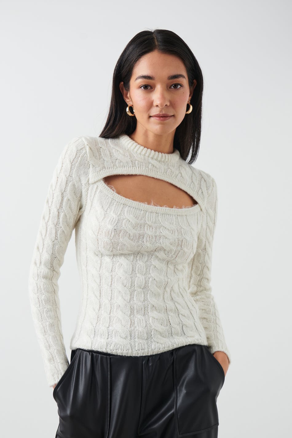Cable cut-out knit top