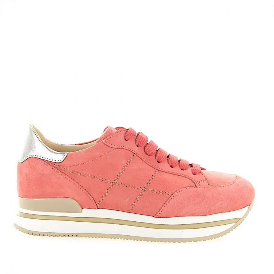 Hogan - Sneaker H222 Plateau Veloursleder coralle Leder metallic gold - orange