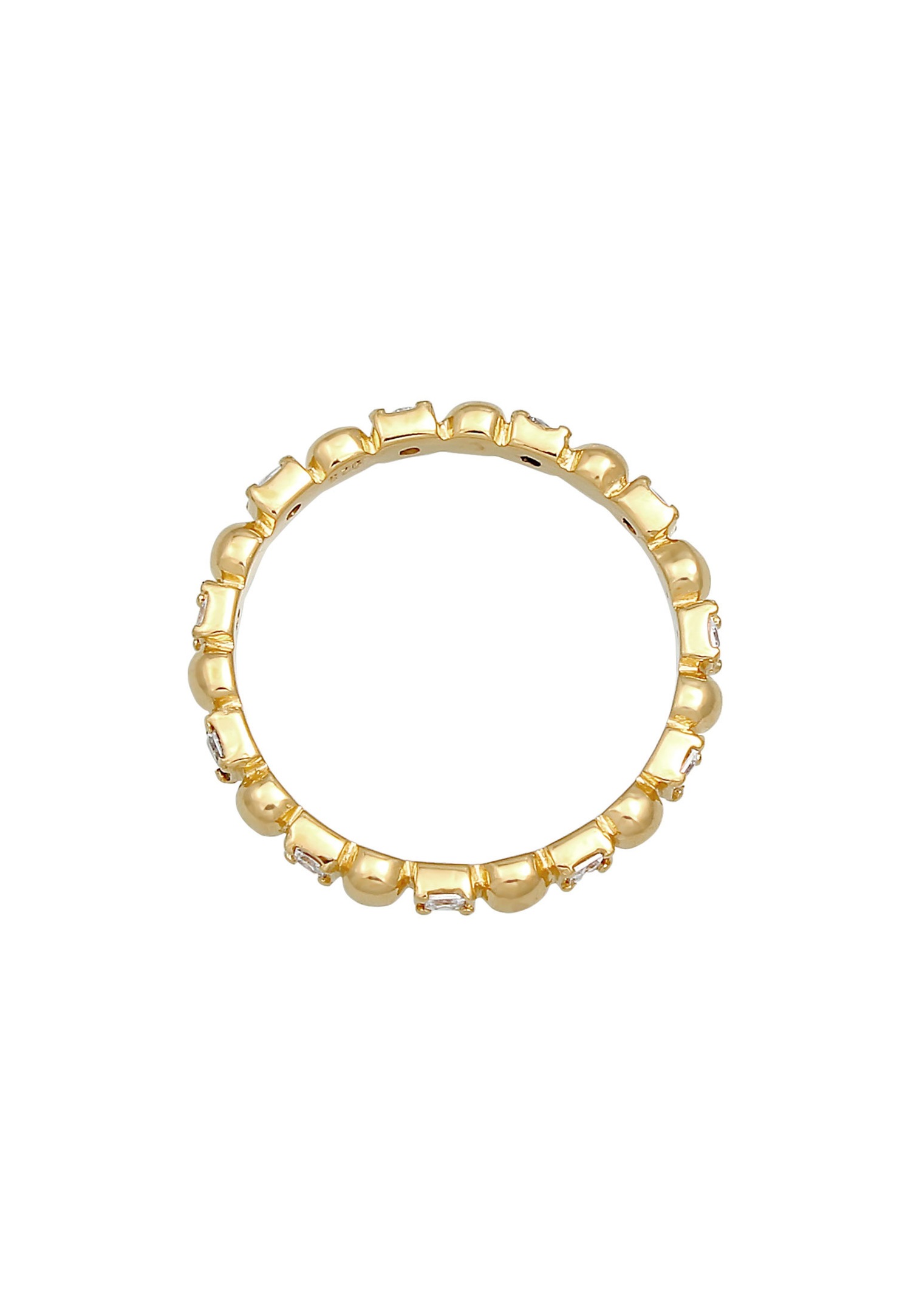 Anello minimalista da donna Elli con sfera quadrata e zirconi cubici in argento sterling 925 placcato oro