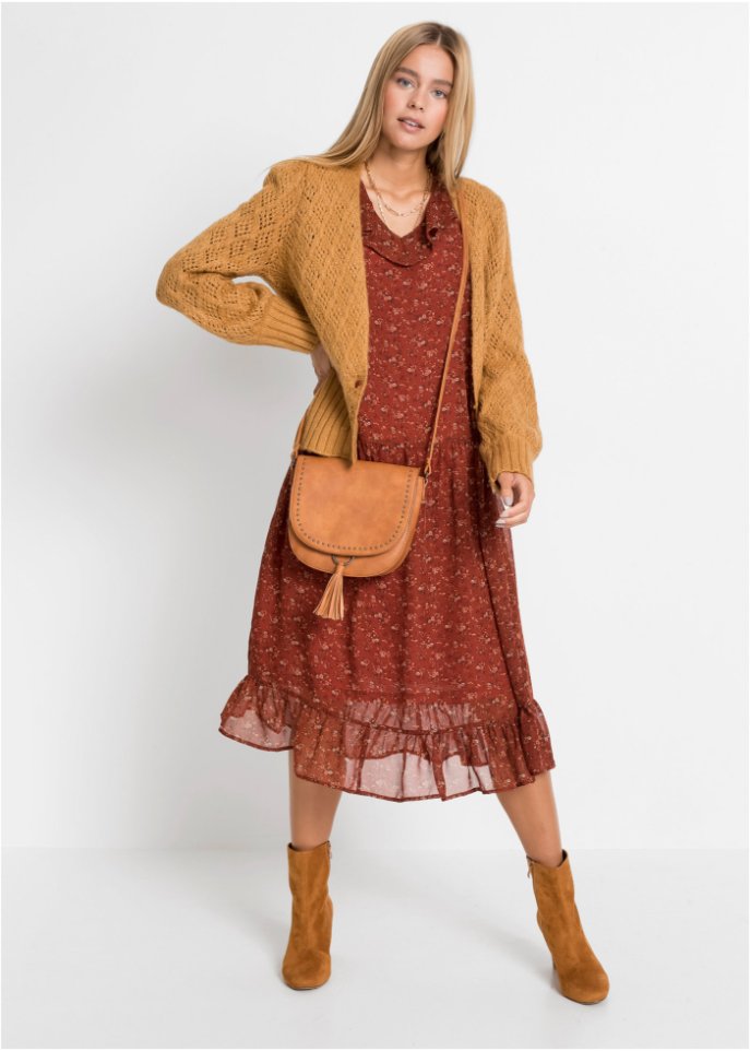 Strickjacke mit breitem Bündchen