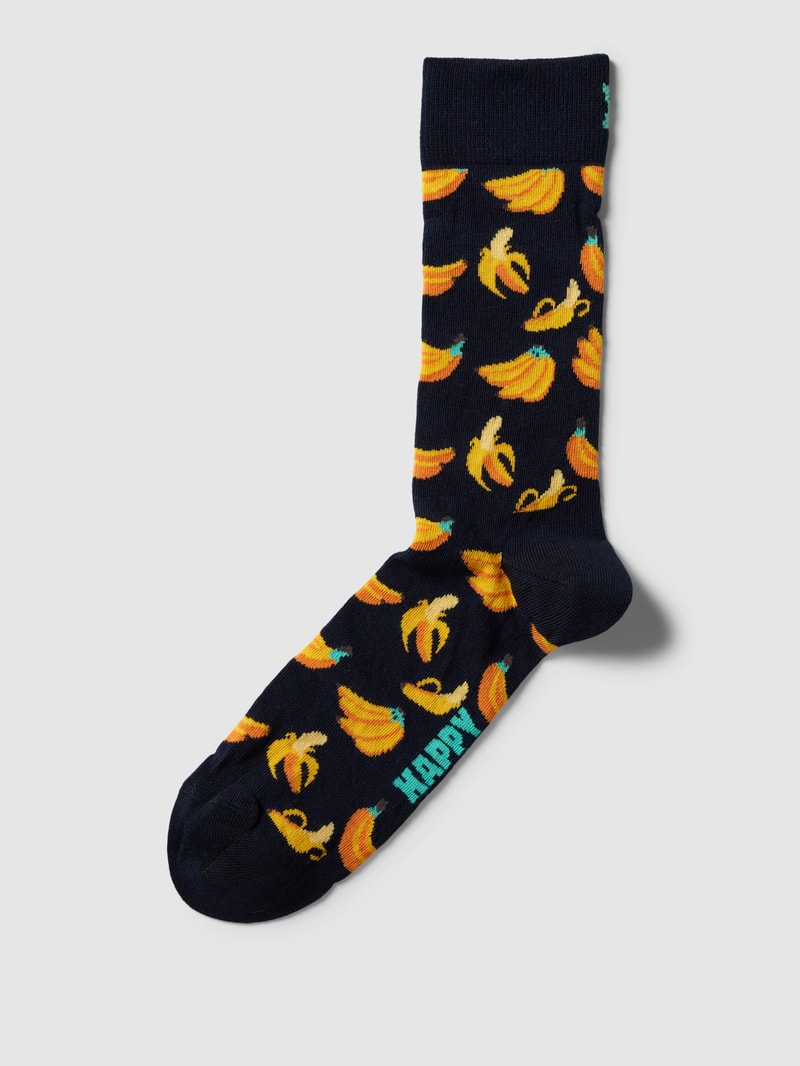 Socken mit Allover-Muster Modell 'Banana' in marineblau