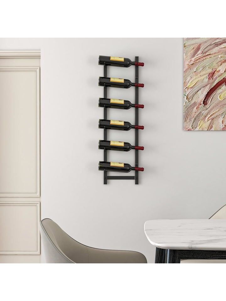 COSTWAY Weinregal Wand für 6 Flaschen in Schwarz günstig kaufen 22 cm