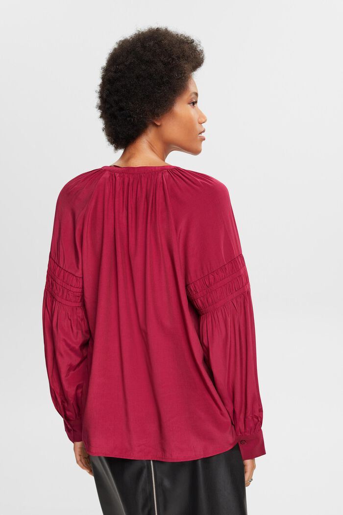 Bluse mit Smok-Details, LENZING™ ECOVERO™
