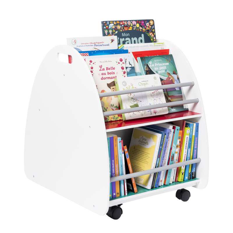 Bibliothèque roulettes avec frein multicolore Oxybul