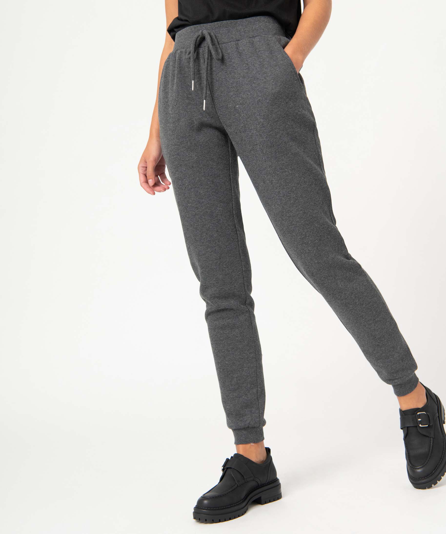Pantalon de jogging femme molletonné chiné grey | GEMO