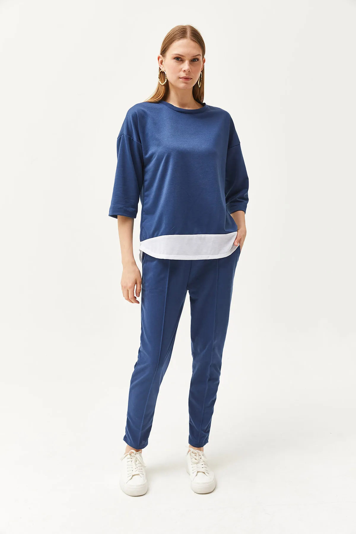 Olalook  Indigo-garniertes Oberteil- und Unterteil-Set für Damen TKM-19000274