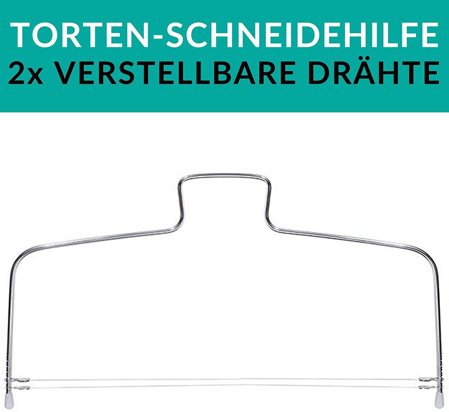 Praknu Tortenplatte 4Tlg Tortenplatte Drehbar Set, Plastik-Edelstahl, (Set, 4-tlg), inkl. Tortenheber, Streichpalette und Tortenschneider, Edelstahl - Spülmaschinenfest