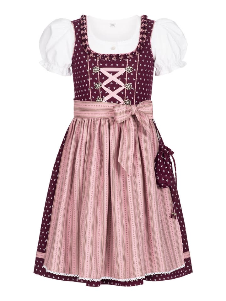 Nübler Kinderdirndl 3-teilig Nabilia in Weinrot günstig kaufen