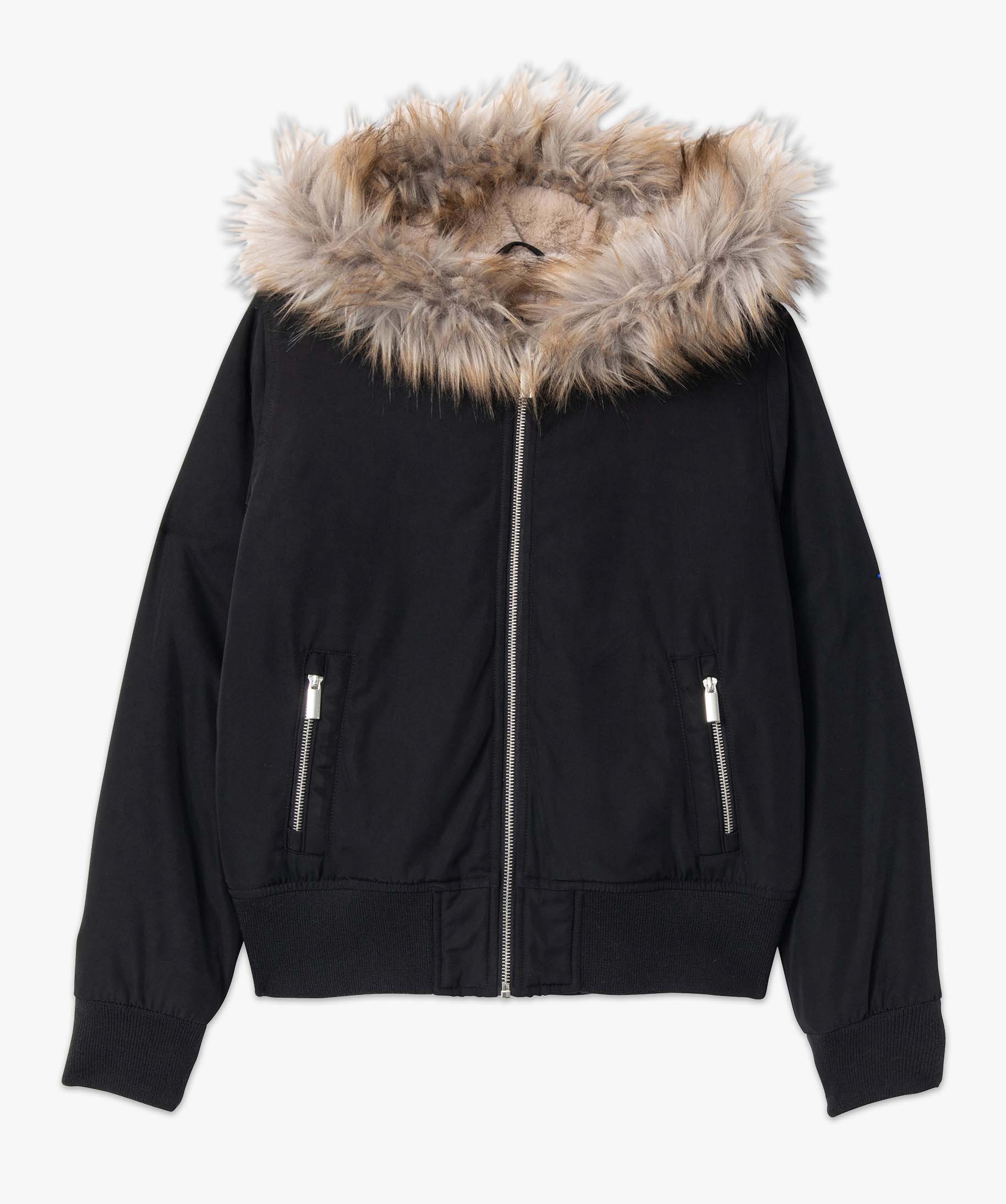Blouson femme à capuche avec doublure chaude noir | GEMO
