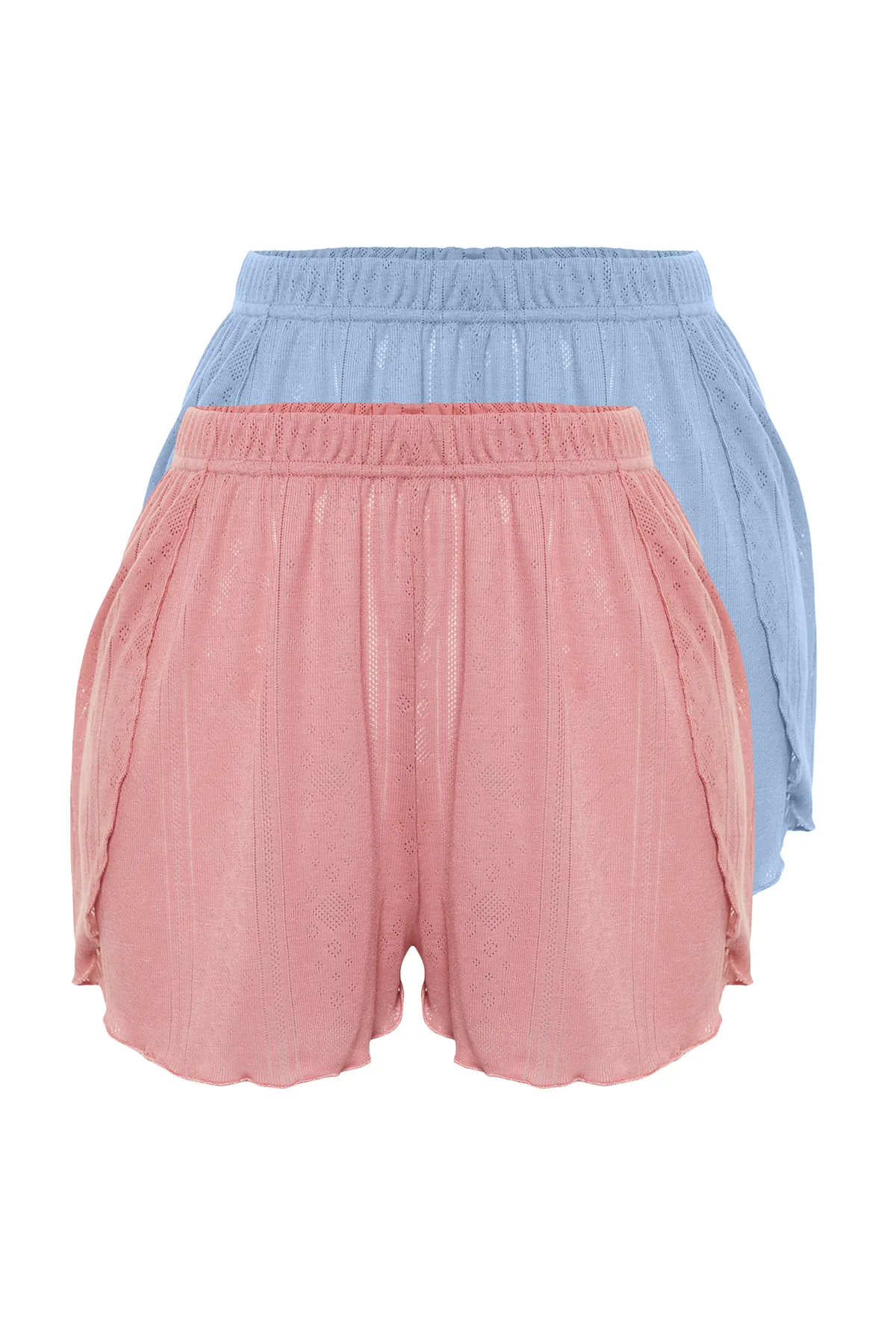 Trendyol Collection  Mehrfarbige, durchbrochene/perforierte Pointel-Strick-Pyjamahosen im 2er-Pack THMSS24PJ00000
