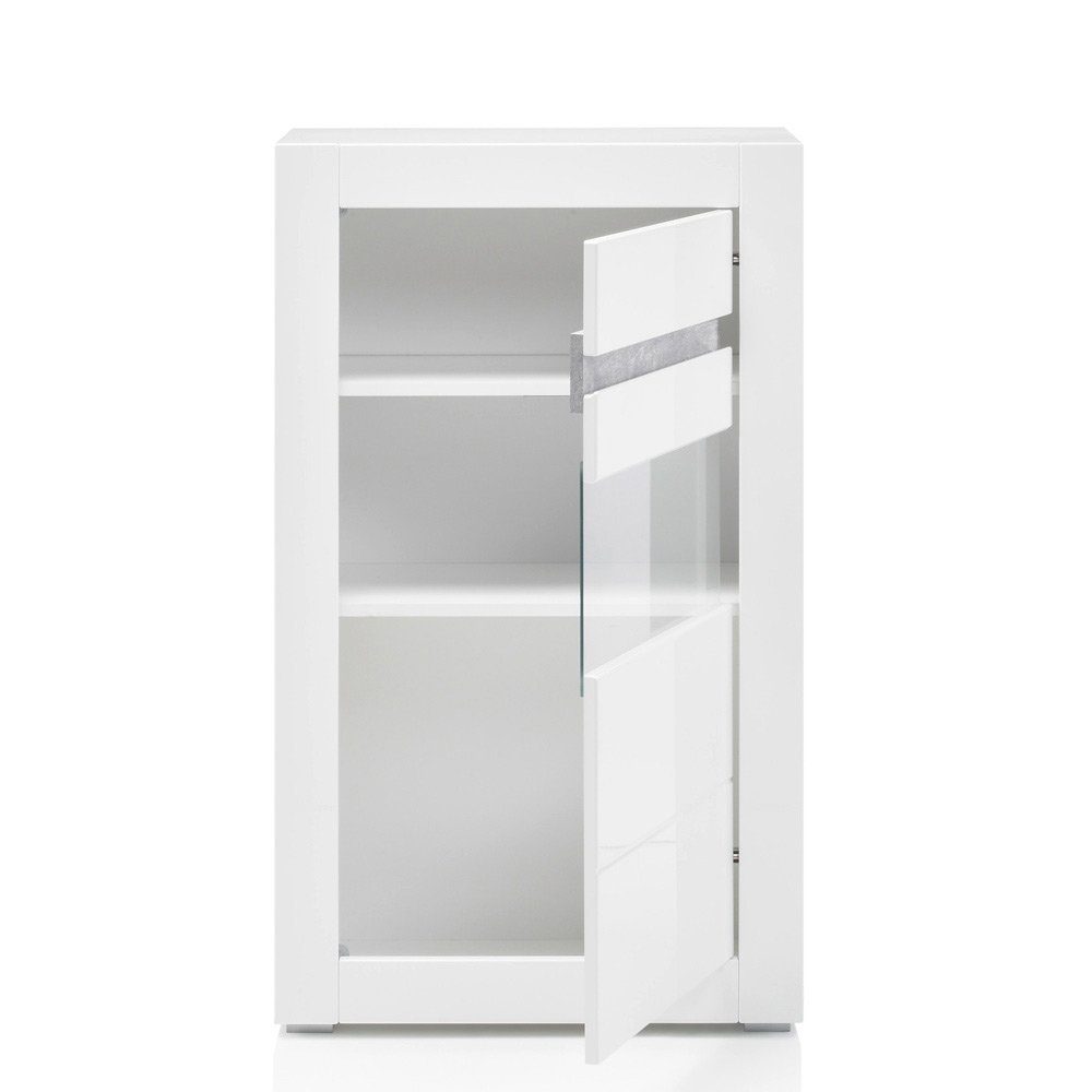 Lomadox Wohnzimmer-Set COGO-61, (Mega-Spar-Set, 2-tlg), weiß Hochglanz und Griffmulden Betonoptik 302x198x42cm