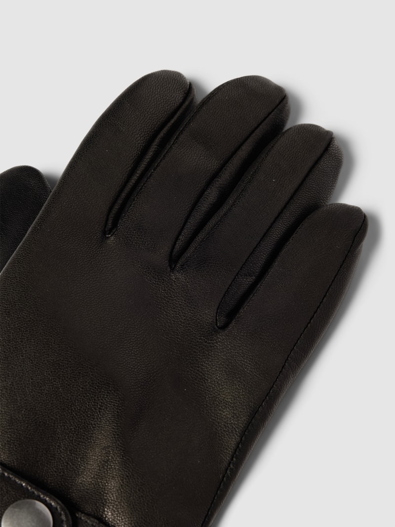 Handschuhe aus Leder mit Label-Detail in schwarz