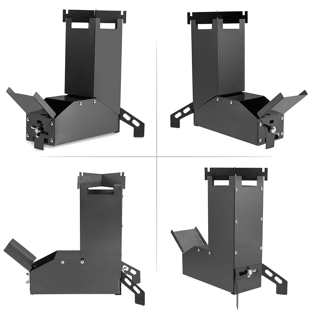 Lixada Feuerstelle Holzkohlegrill,Grillkamin,Klappbarer Holzofen,Tragbar,Multifunktional, Edelstahl,für zum Angeln,Campingausflüge,Kochen im Garten