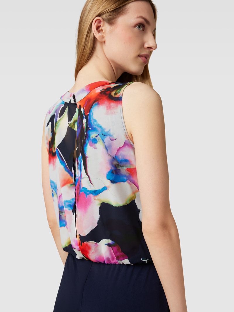 Jumpsuit mit kontrastivem Muster in marineblau