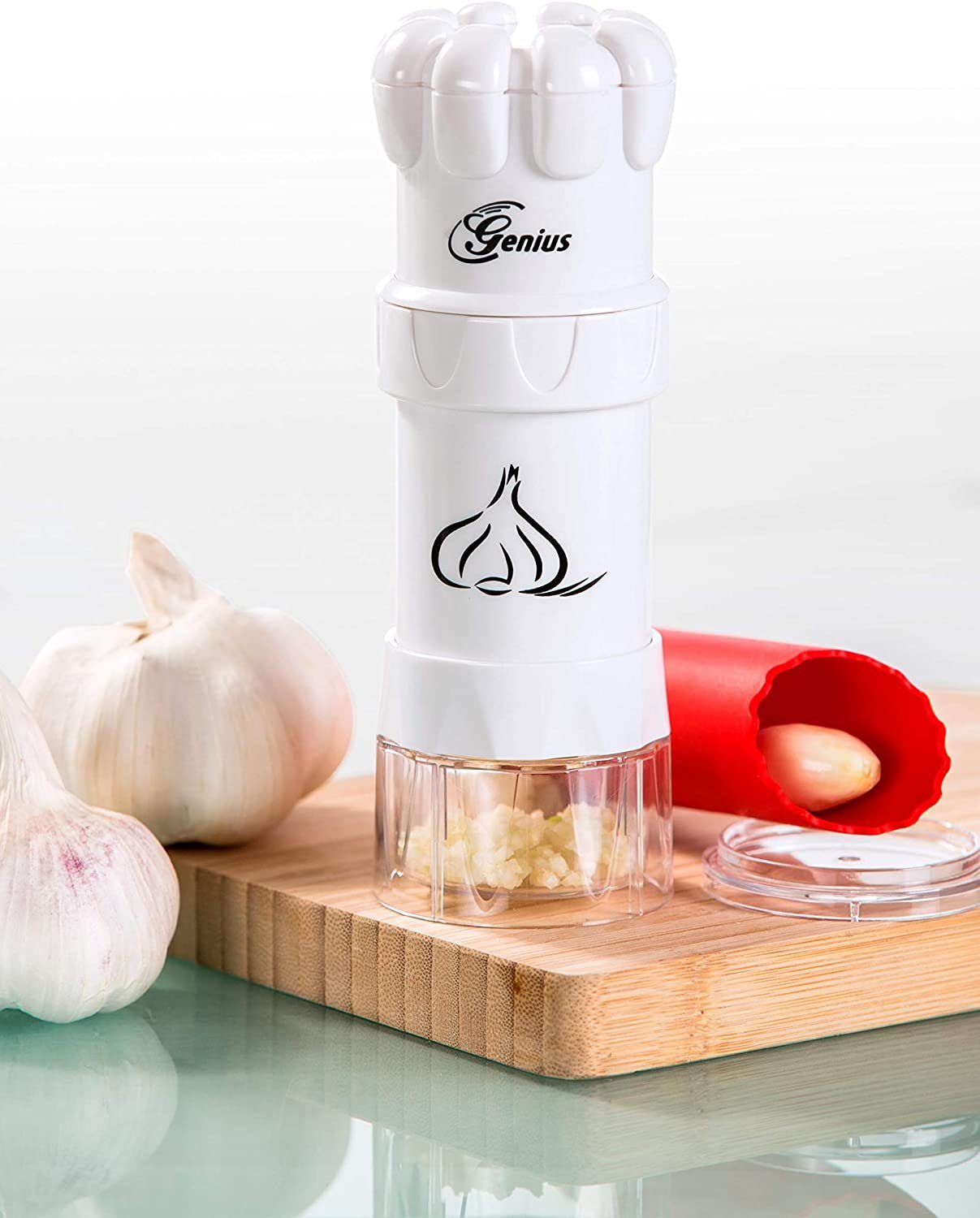 Genius Knoblauchschneider Genius - Knoblauch-Schneider G5 Set 3-tlg Knoblauchpresse 19143, Kunstoff Edelstahl