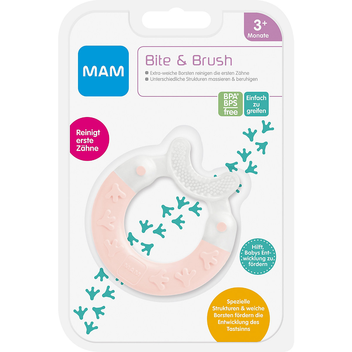 MAM Bite & Brush 3+ Mon., 1 Stk, rosa