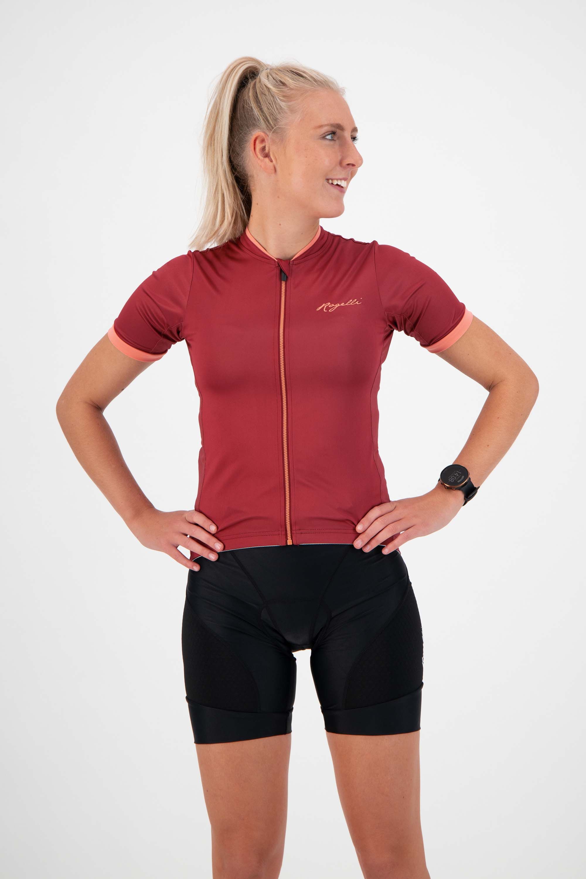 Rogelli Essential Bordeaux Coral Damen Radtrikot