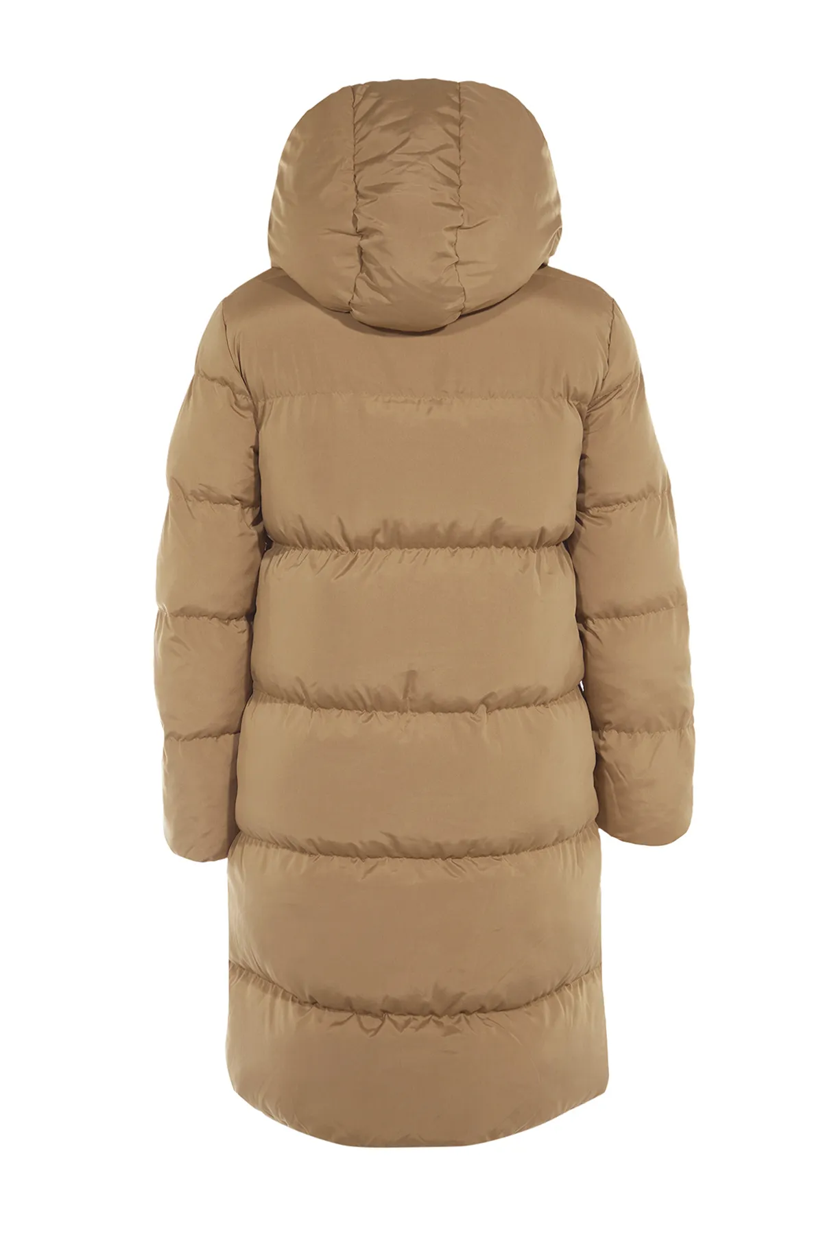 Trendyol Collection  Braun-Ecru doppelseitige, wasserabweisende, lange Pufferjacke mit Kapuze TWOAW23MO00052