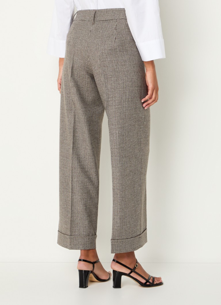 MaxMara Lilly high-waist straight-fit trousers in cashmere blend with houndstooth pattern