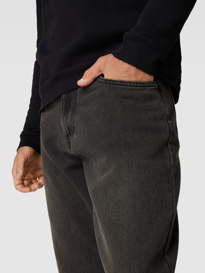 Regular Fit Jeans in unifarbenem Design Modell 'Manchester' in dunkelgrau