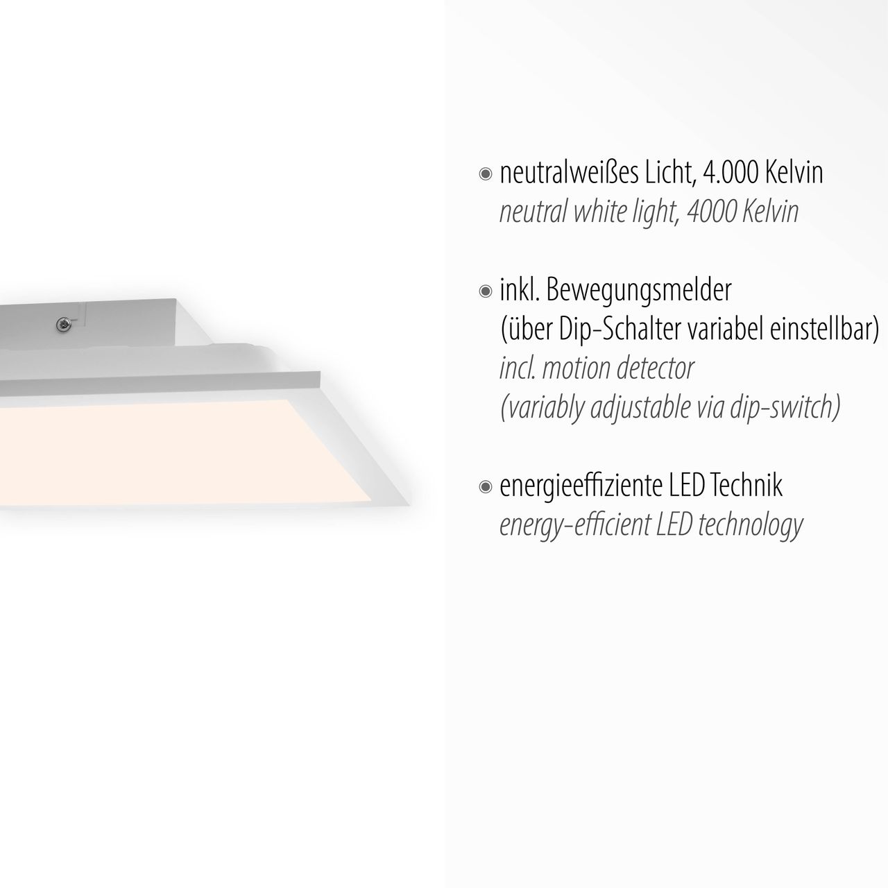 JUST LIGHT LeuchenDirekt LED Deckenleuchte FLEET, mit Bewegungsmelder, 4000 Kelvin, weiß, IP20