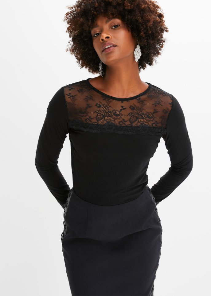 Langarmshirt mit Spitze