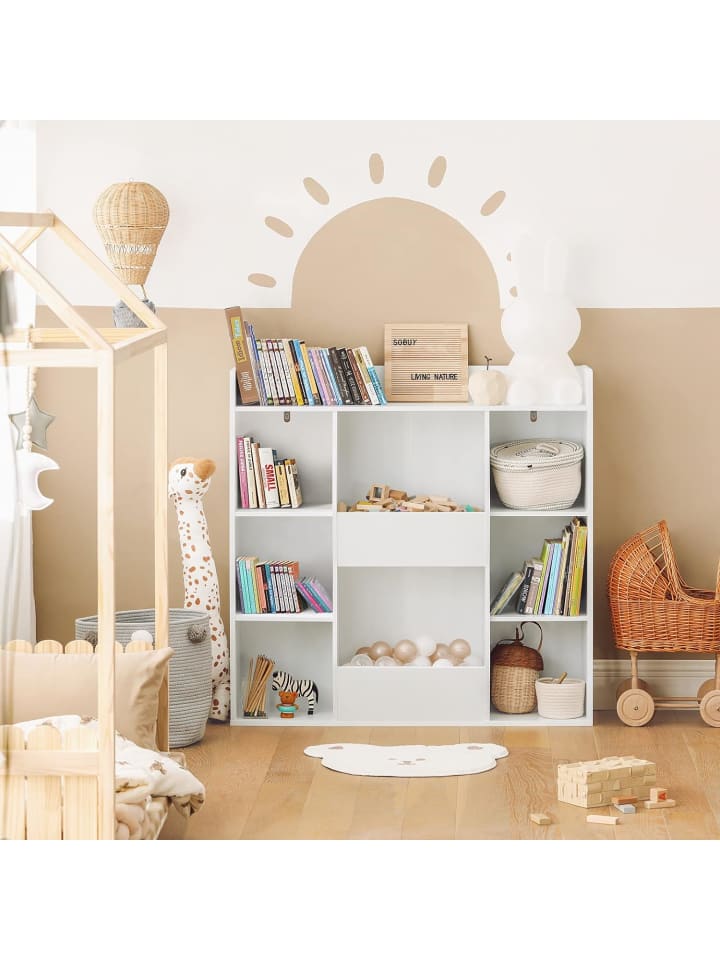 SoBuy Bücherregal in Weiß - (B)106 x (H)104 x (T)30cm günstig kaufen onesize