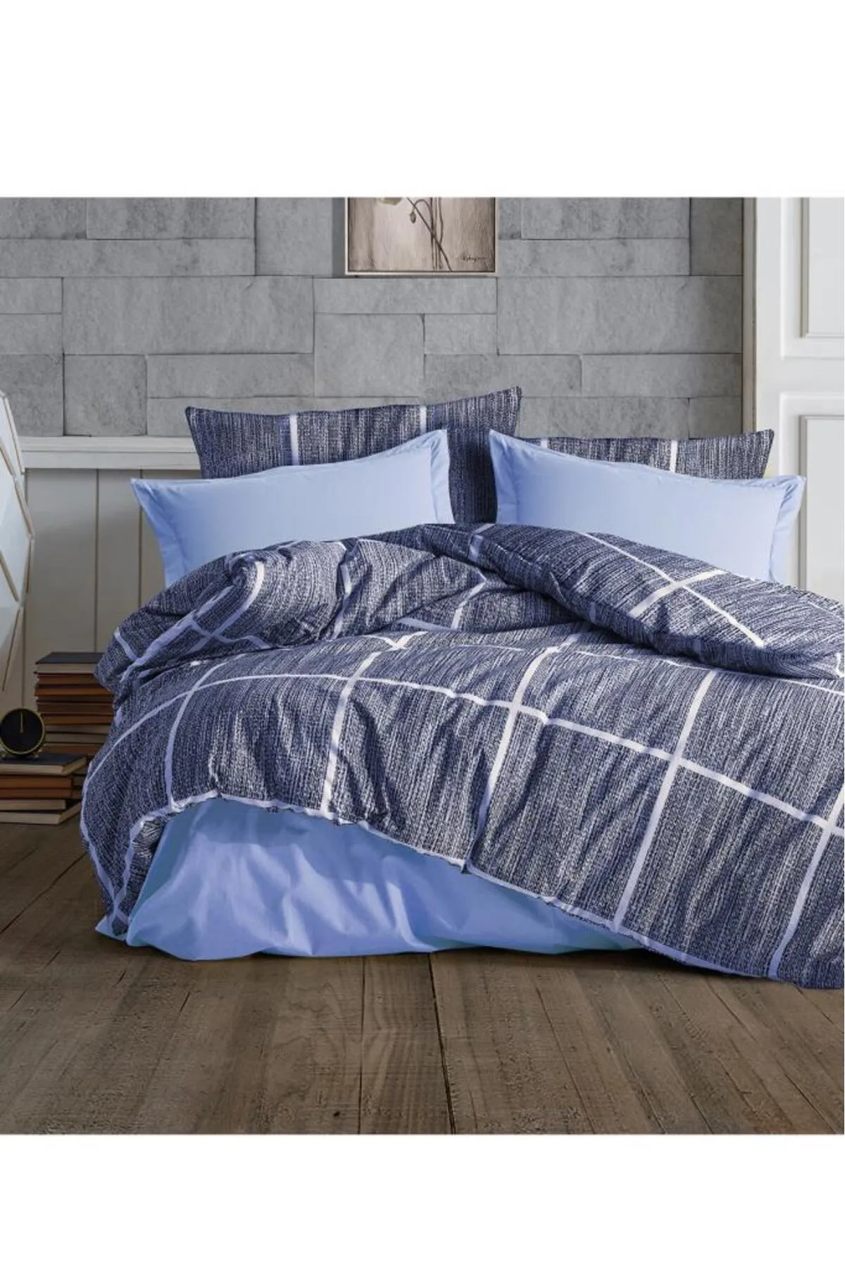 Çeyiz Diyarı  Bettwäsche Doppelbett - Blau - Gestreift