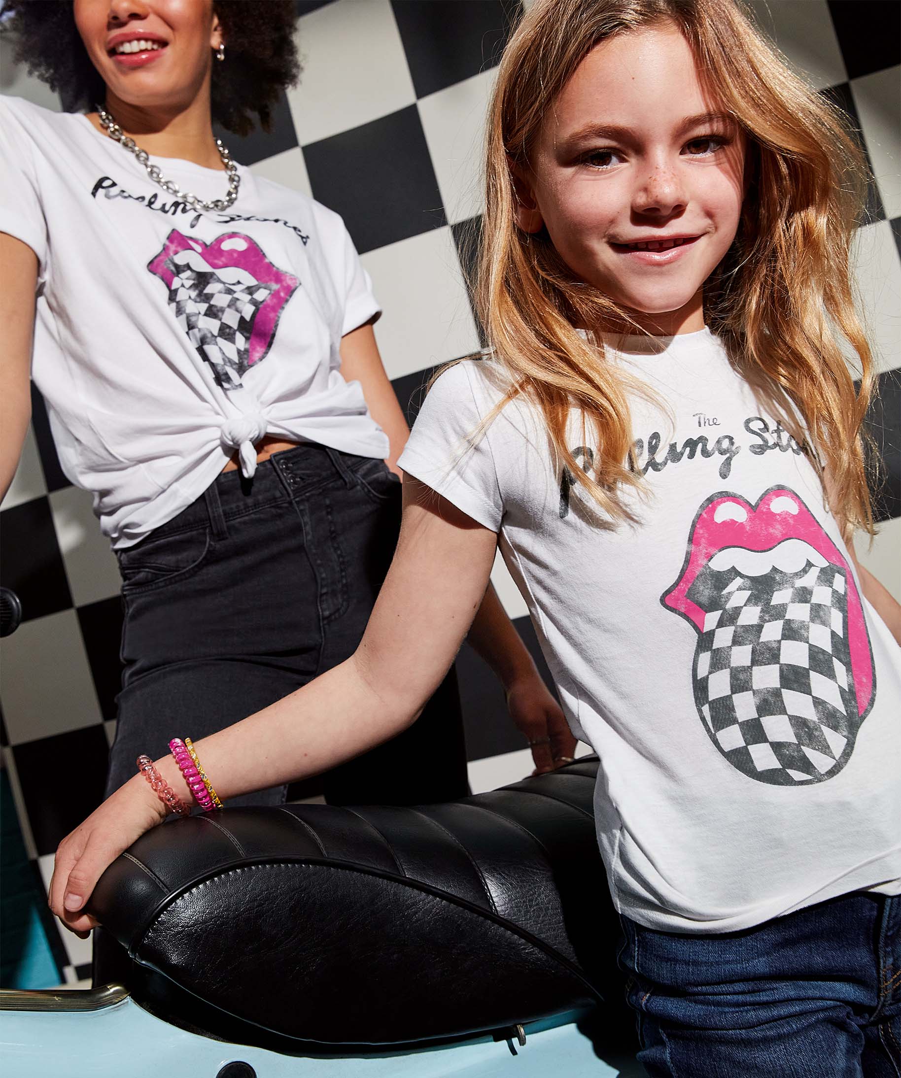 Tee-shirt fille à manches courtes imprimé - Rolling Stones blanc | GEMO