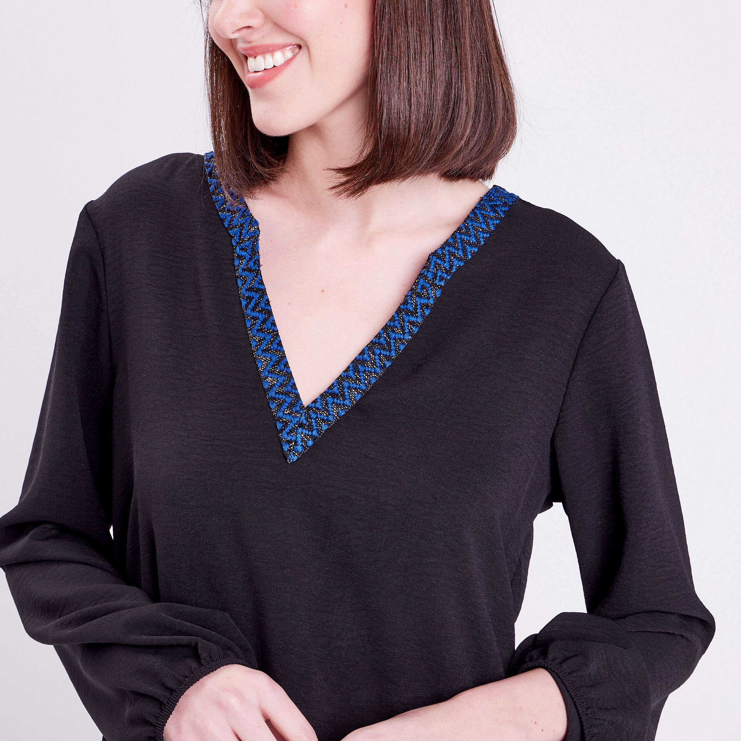 Blouse manches longues noir femme | Cache Cache