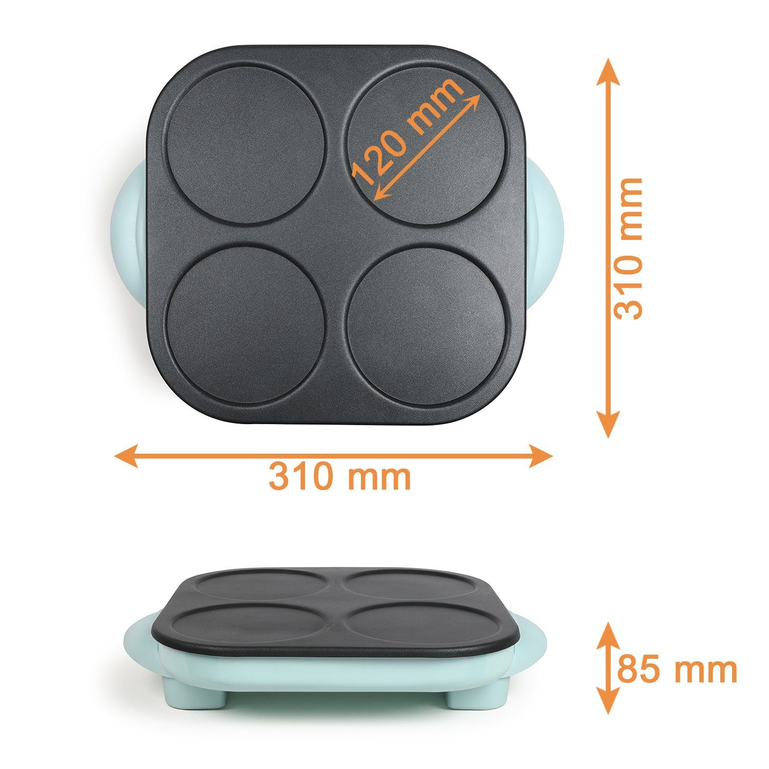 LIVOO Raclette LIVOO Crepes Maker Maxi Mini-Crepes 4 Personen 1500 Watt blau