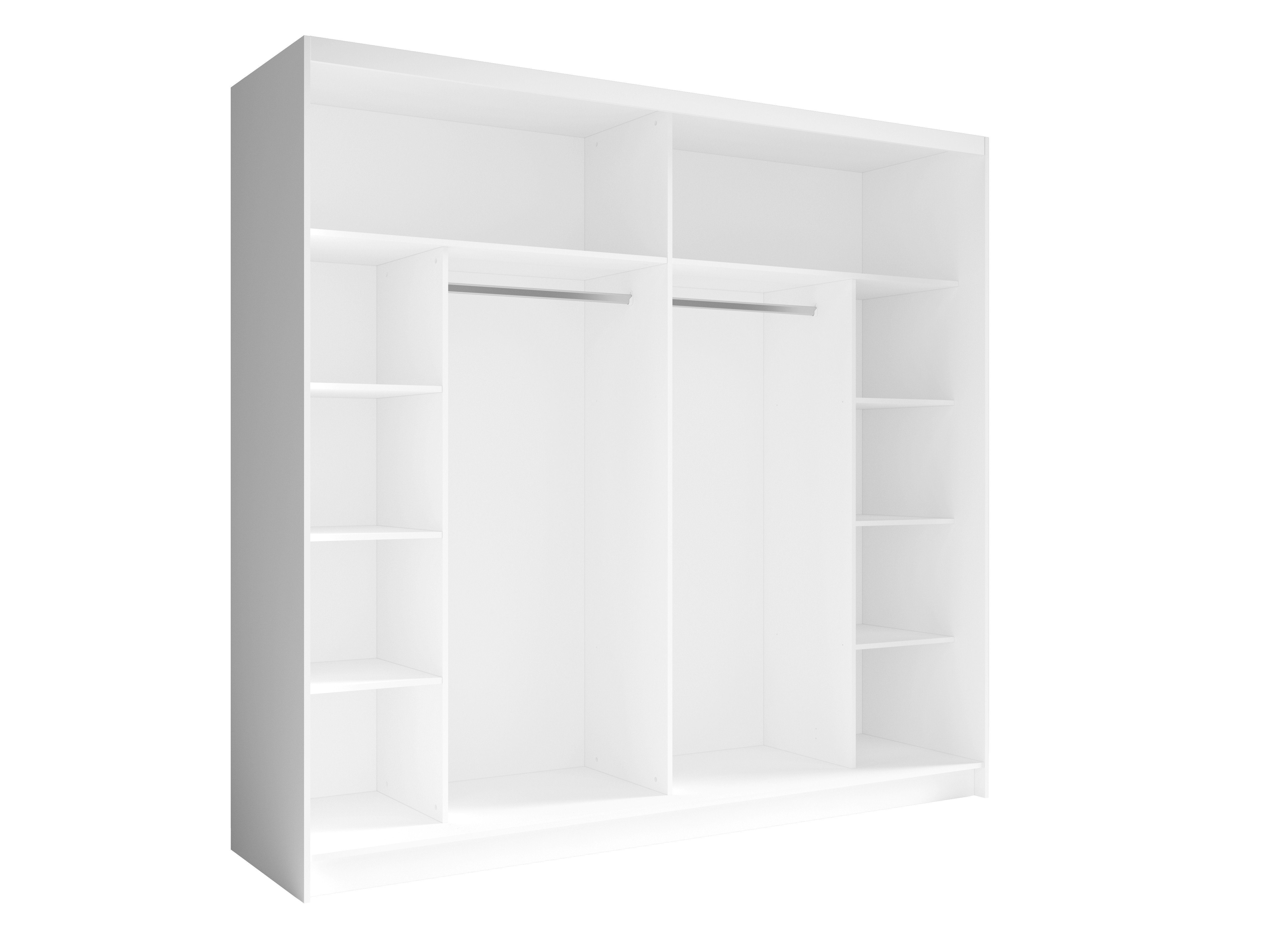 Möbel für Dich Komplettschlafzimmer Fino weiß, (5-teilig), Bett mit Schubladen, Schiebetürenschrank mit Spiegel, Kommode