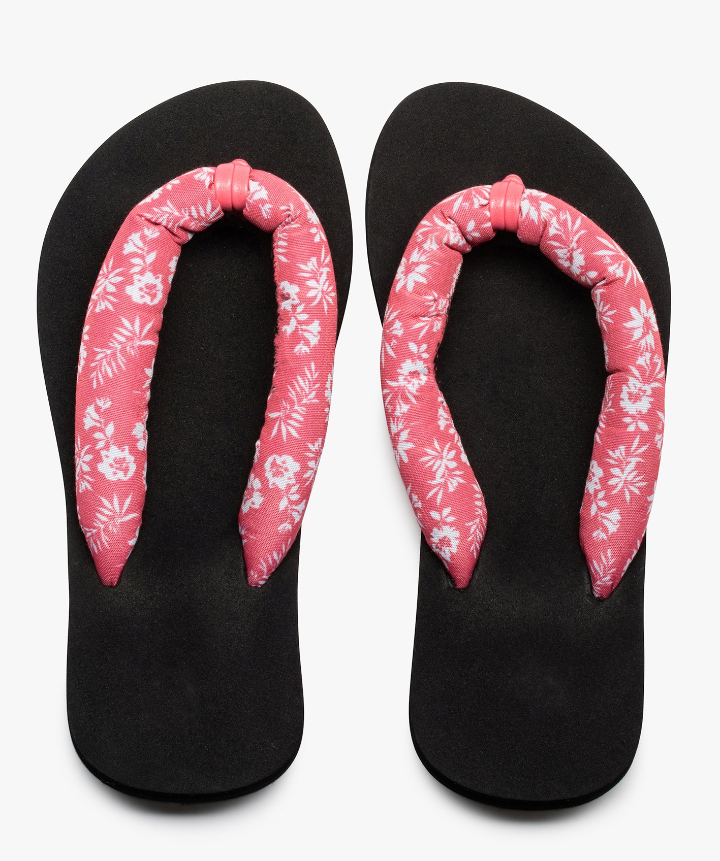 Tongs femme à brides rembourrées en tissu imprimé rose | GEMO