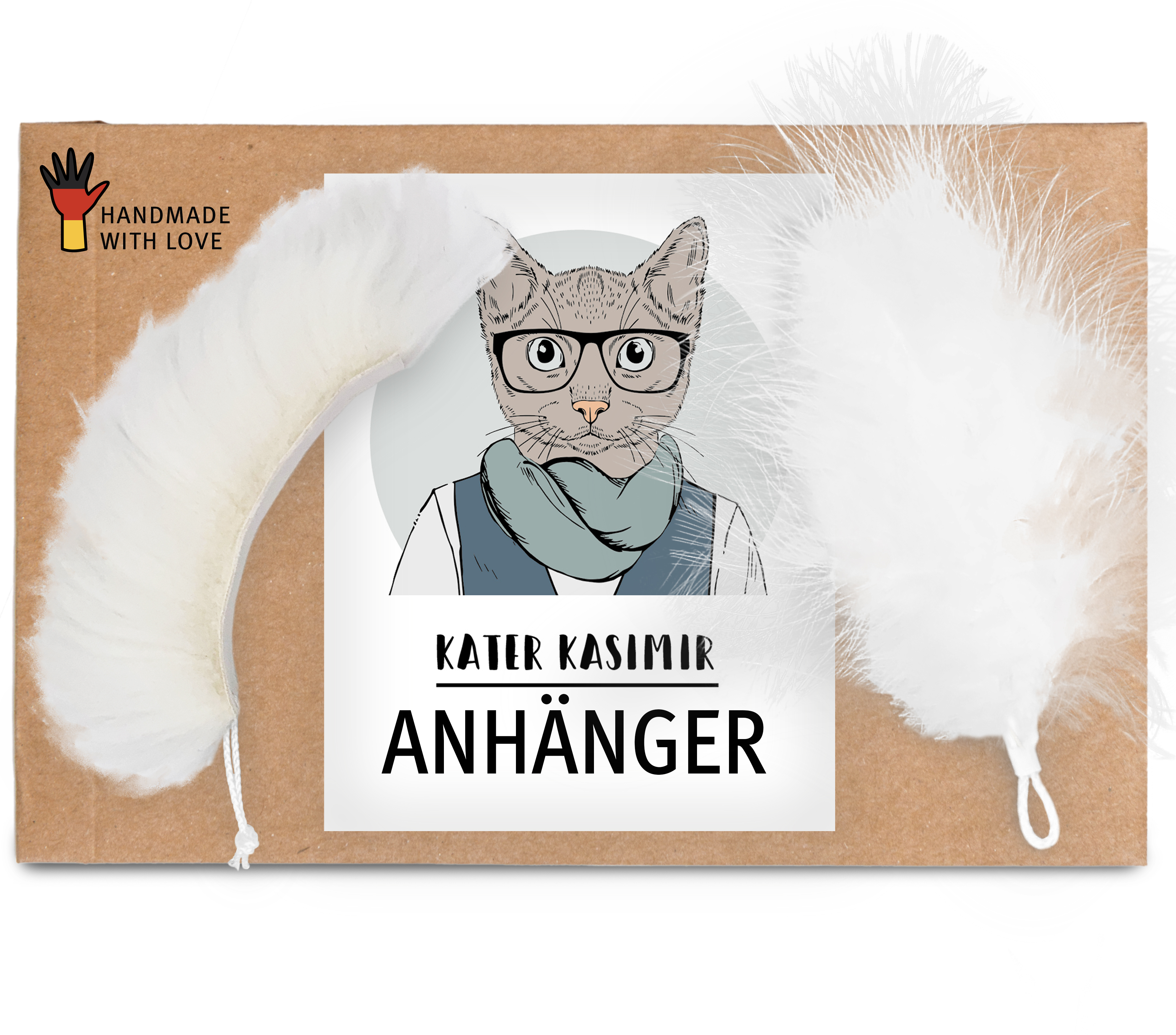 Kater Kasimir Katzenangeln Kater Kasimir Ersatzanhänger für Katzenangel: 1 x Naturfedern + 1 x echtes Schaffell